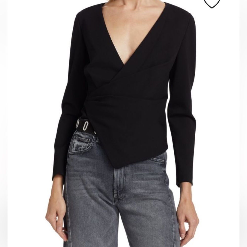 NWT $298 Rag & Bone Black Irina Wrap Top Jacket Size XS